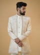 Navy Blue Jacket Indowestern Set With Embroidery